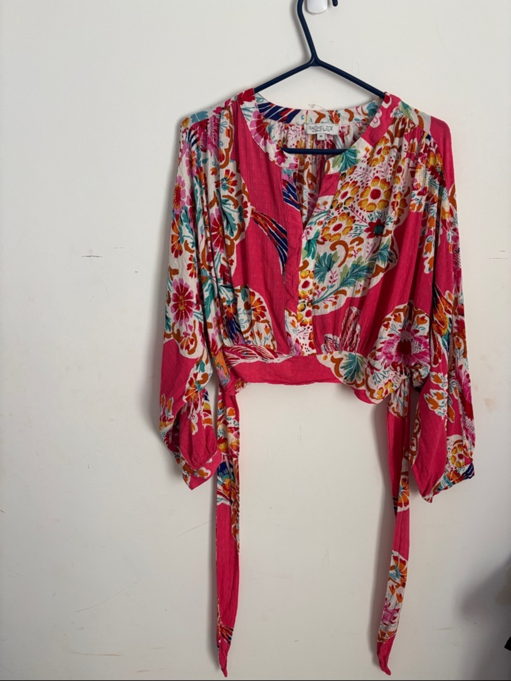 Rachel Zoe  Fuchsia Floral Tie-Front Blouse